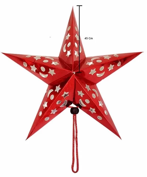Yıldız 3D Helogramlı Karton 45 Cm Kırmızı