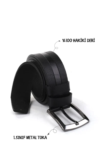 Papuç Sepeti Smt-4408 Erkek Hakiki Deri Klasik Kot Kemeri - Resim 5