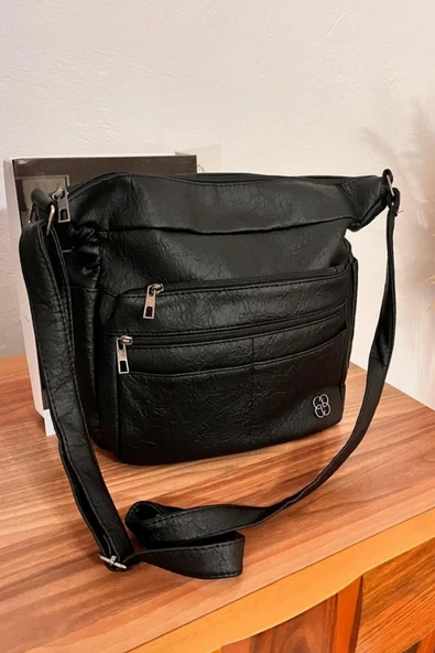 Papuç Sepeti 422 Kadın Yıkama Deri Çok Bölmeli El & Omuz Çantası ürün görseli 1