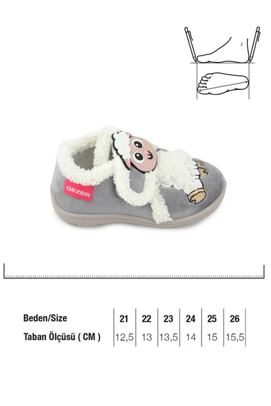 Gezer Unisex Çocuk Bebe Cırtlı Ayarlanabilir Günlük Okul Kreş Panduf Ayakkabı - 5