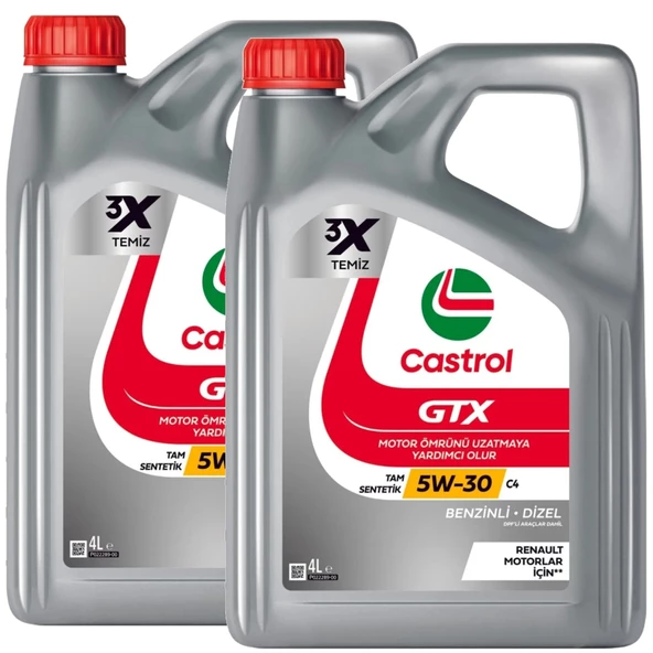 Castrol GTX 5W-30 C4 Tam Sentetik Motor Yağı 2 x 4 Litre