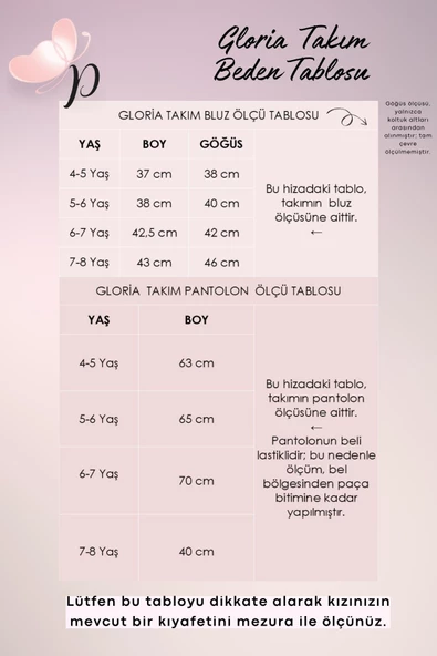 Kız Çocuk Gloria Beyaz Şile Bezi Bluz Pantolon Takım - Resim 4