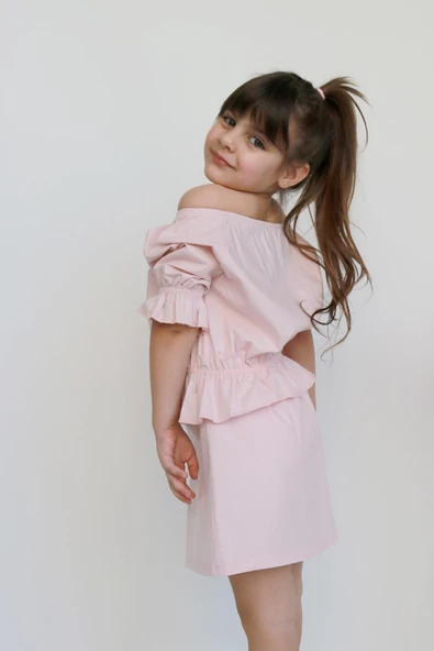 Kız Çocuk Alina Madonna Pudra Pembe Etek Bluz Takım - Resim 7