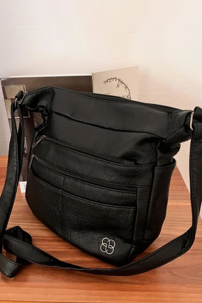 Papuç Sepeti 422 Kadın Yıkama Deri Çok Bölmeli El & Omuz Çantası - Resim 2