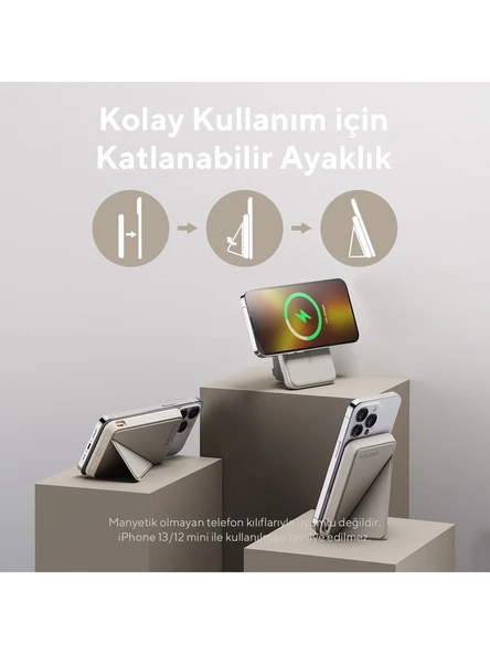 Voltme MagPak 5000mAh Magsafe Kablosuz Powerbank- Usb-C /MagSafe Hızlı Şarj Grey 22.5W - 2