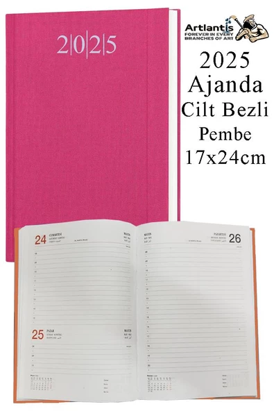 2025 Ajanda 17x24 cm Çizgili Cilt Bezli Dikişli 1 Adet Günlük Planlayıcı Cilt Bezi Ciltli Ajanda 2025 Ofis Okul Büro - 5