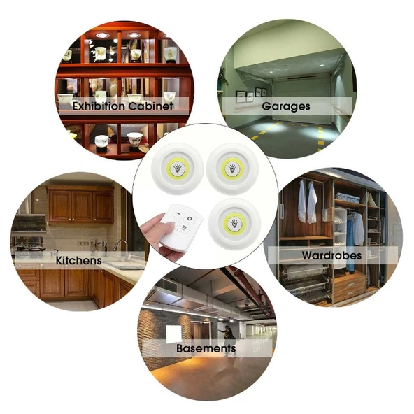 Ayt Powermaster PM-15084 Üçlü Kumandalı Pilli Dokunmatik Portatif Cob Led Işık Aydınlatma Tezgah Altı Lamba - Resim 3