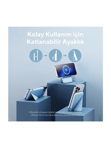 Voltme MagPak 5000mAh Magsafe Kablosuz Powerbank- Usb-C /MagSafe Hızlı Şarj Mavi 22.5W - 2