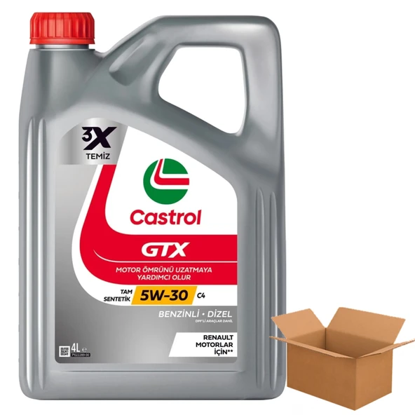 Castrol GTX 5W-30 C4 Tam Sentetik Motor Yağı 4 x 4 Litre (1 Koli)