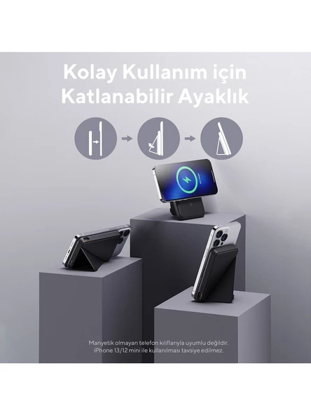 Voltme MagPak 5000mAh Magsafe Kablosuz Powerbank- Usb-C /MagSafe Hızlı Şarj Siyah 22.5W - 2