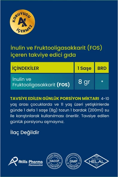 APRİVEX Inulin + Fos Prebiyotik Lif Takviyesi 30 Günlük Saşe - 4