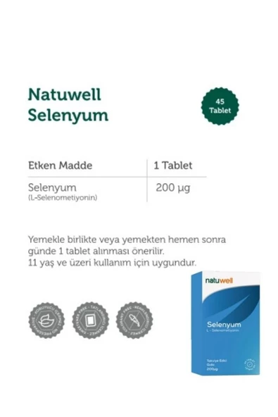 NATUWELL Selenyum 200 Mcg 45 Tablet 8683873980055 - Resim 2