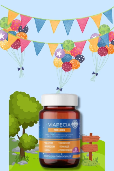 VİAPECİA PRO-KIDS Çocuk Vitamin & Mineral İştah Açıcı Kalsiyum B1-B2-B5-B6 Vitaminleri Laktaz 60 Ad - 2