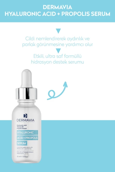 DERMAVİA Yoğun Nemlendirici Canlandırıcı Hyaluronic Asit Propolis Serum 30 ml