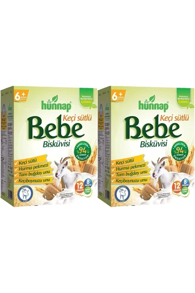 HÜNNAP Bebe Bisküvisi Keçi Sütlü 400gr 2 Li Set (TOPLAM 800GR)