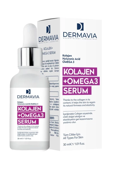 DERMAVİA Kolajen & Omega3 Kırışıklık Karşıtı Serum 30 ml Genç Görünüm Cildi Besler