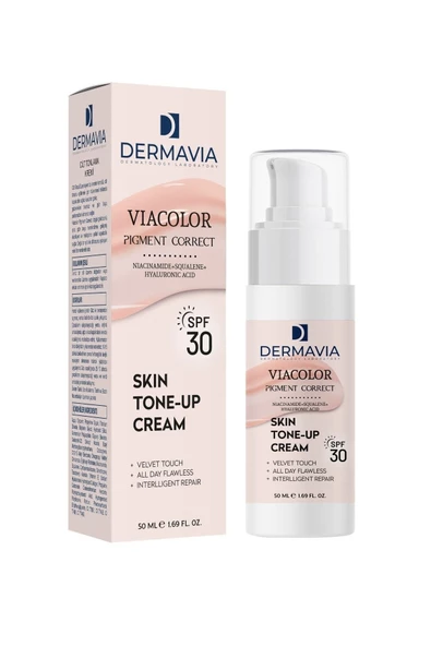 DERMAVİA Viacolor Pigment Correct SPF +30 Cilt Tonlama Kremi Gün Boyu Etkili