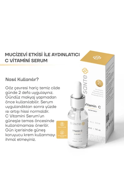 SANTEPLUS Sante Plus Aydınlatıcı Ve Cilt Tonu Eşitleyici C Vitamini Cilt Bakım Serumu 30 ml - 2
