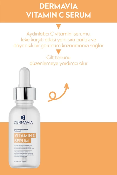 DERMAVİA Aydınlatıcı Leke Karşıtı Vitamin C Serumu 30 Ml Parlak Dayanıklı Görünüm