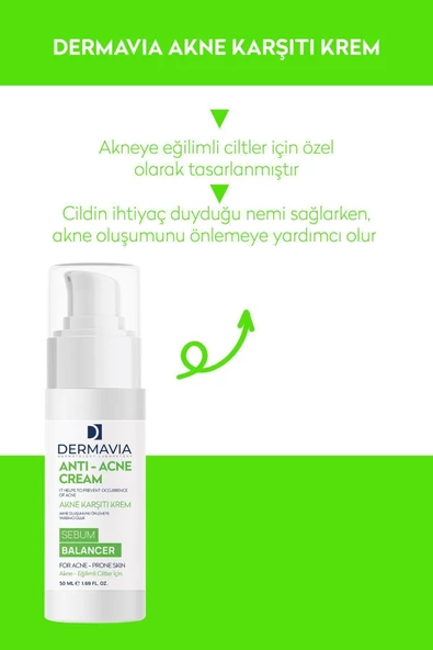 DERMAVİA Yüz & Vücut Için Akne Karşıtı Krem Sebum Dengeleyici 50 ml Niacinamide