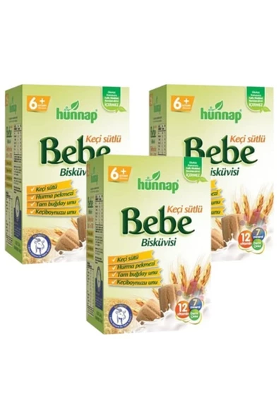 HÜNNAP Bebe Bisküvisi Keçi Sütlü 400 Gr X 3 Adet