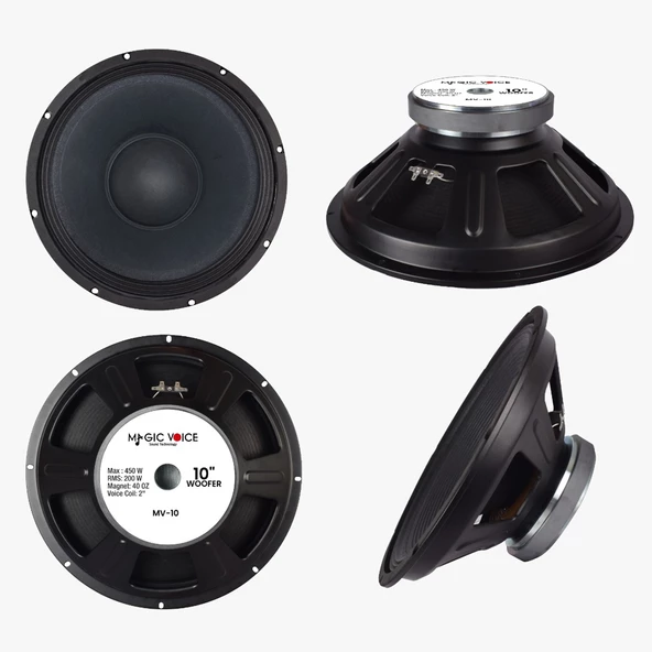 Magicvoice MV-10 Maks. 450 Watt / Rms 200 Watt 10” Siyah 25 Cm Woofer Yedek Hoparlör