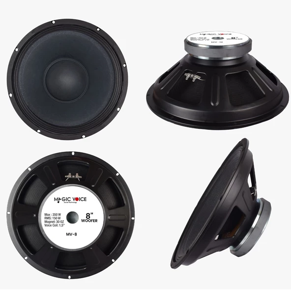 Magicvoice MV-8 Maks. 350 Watt / Rms 150 Watt 8” Siyah 20 Cm Woofer Yedek Hoparlör - 1