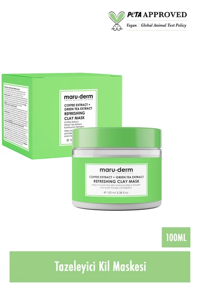 Maru.Derm Kil Maskesi | Kahve Özü + Yeşil Çay Özü Tazeleyici Kil Maskesi 100 ML | Tüm Cilt Tipleri | Vegan - 5