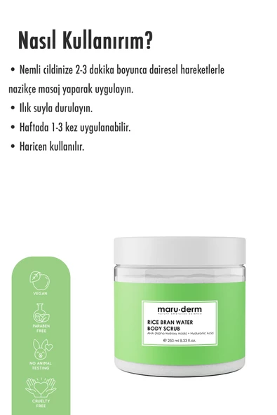 Maru.Derm Body Scrub | Pirinç Suyu Vücut Peelingi | AHA + Hyaluronik Asit 250 ML - 5