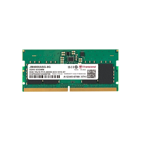 Transcend 8GB(1x8GB) 4800Mhz SODIMM CL40 DDR5 Notebook Ram (JM4800ASG-8G)