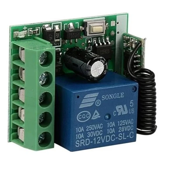Ayt Weko 12 Volt 433 Mhz Tek Kanallı RF Alıcı Verici Garaj Kumanda Devresi Röle Kartı Role - 5