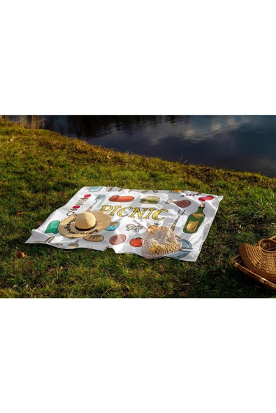 Outdress Suya Dayanıklı Çok Amaçlı Piknik Örtüsü 150 X 150 Cm Piknik Desen