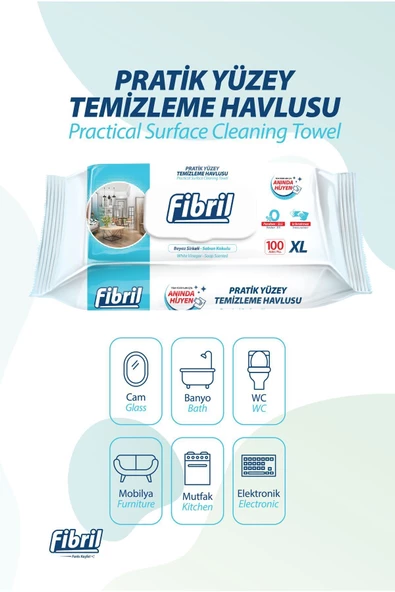 Pratik Yüzey Temizlik Havlusu Beyaz Sirkeli Sabun Kokulu 2 X 100 (TOPLAM 200 YAPRAK) - 4