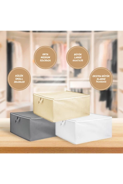 Nondress  Orta Boy Gri Hurç 3 Adet 52x30x24cm - Resim 4