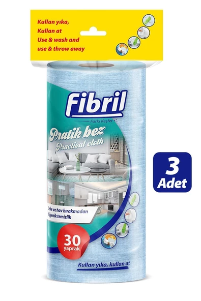 Çok Amaçlı Pratik Rulo Bez 30 Yaprak X 3 Adet