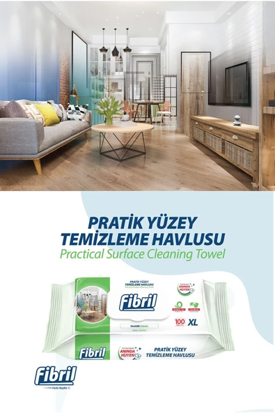 Fibril  Pratik Yüzey Temizlik Havlusu Temizlik Çam Kokulu 12 X 100 (TOPLAM 1200 YAPRAK) - Resim 2