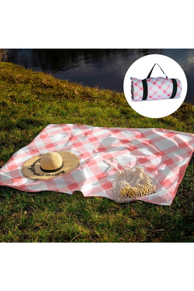 Outdress Suya Dayanıklı Çok Amaçlı Piknik Örtüsü 150 X 150 Cm Kırmızı Beyaz Ekose Desen