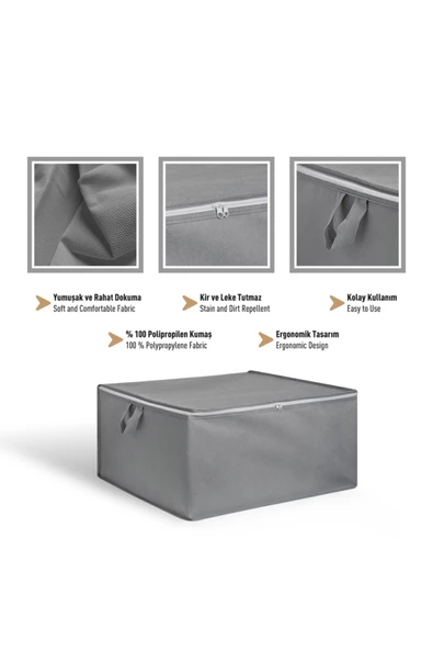 Nondress  Orta Boy Gri Hurç 3 Adet 52x30x24cm - Resim 2