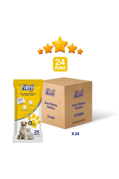 Kedi Ve Köpek Pet Kuru Yıkama Havlusu 25 Parça X 24 Lü Paket