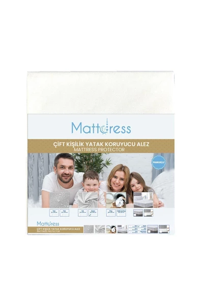 Nondress  Mattdress Çift Kişilik  Pamuklu Yatak Koruyu Alez 160x200 - 6