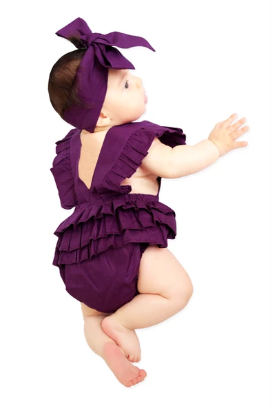 Kız Bebek Mor Pamuklu Salopet Bandana Takım TKM-0035 - Resim 2