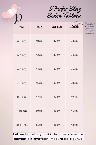 Kız Çocuk Ekru V Fırfırlı Uzun Kollu Bluz Gömlek Body - Resim 4