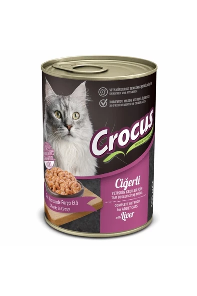 6 Adet Crocüs Ciğerli Yetişkin Kedi Yaş Mama Konserve 400 Gr