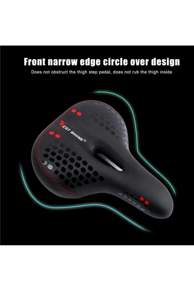 BİSİKLET SELE IŞIKLI SOFT YUMUŞAK ELASTOMER YAYLI HAVA KANALLI BEYAZ BENEKLİ - Resim 3