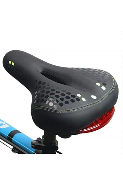 BİSİKLET SELE IŞIKLI SOFT YUMUŞAK ELASTOMER YAYLI HAVA KANALLI BEYAZ BENEKLİ ürün görseli