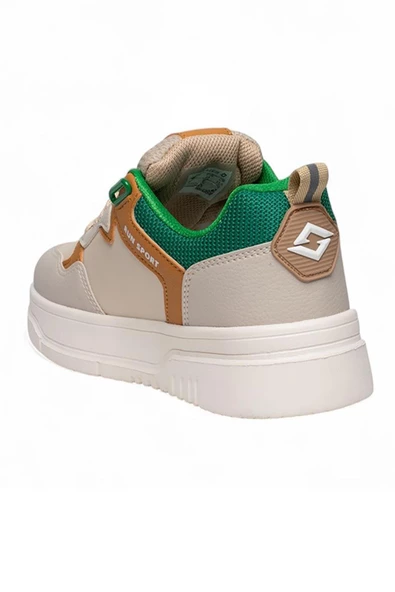 Celira Slz Bej Yeşil Cilt Bağcıklı Kadın Spor Ayakkabı - Resim 3
