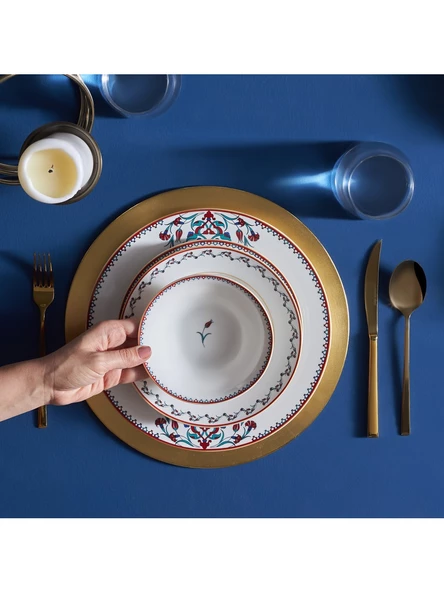 Karaca Elegance Bone Nakkaş 24 Parça 6 Kişilik Yemek Takımı (AÇIKLAMA)
