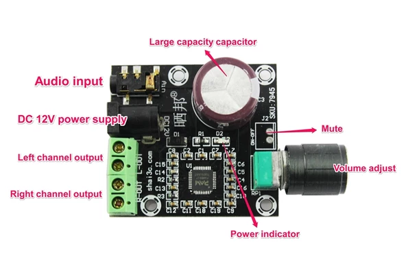 Mini PAM8610 XH-M12012V 2x15W Çift Kanallı Dijital Amplifikatör Kartı - Resim 4