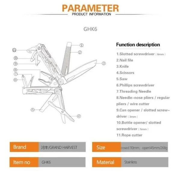 GRAND HARVEST GHK6 ÇOK FONKSİYONLU  MULTİ TOOL - 3