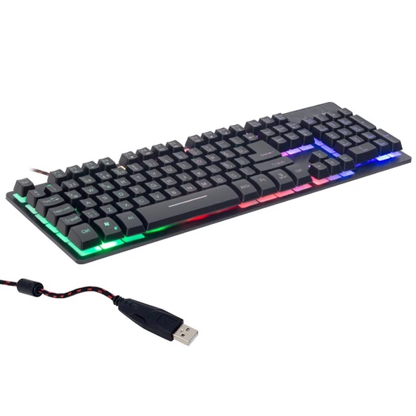 Ayt Hello HL-18744 Usb Kablolu Metal Kasa Mekanik Hisli RGB Işıklı Oyuncu Gaming Q Klavye